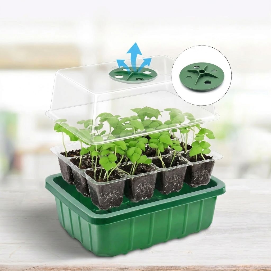 조절 가능한 습도 돔, 투명 셀 트레이, 식물 조명이  - Seed Starter Tray 리뷰 및 가격